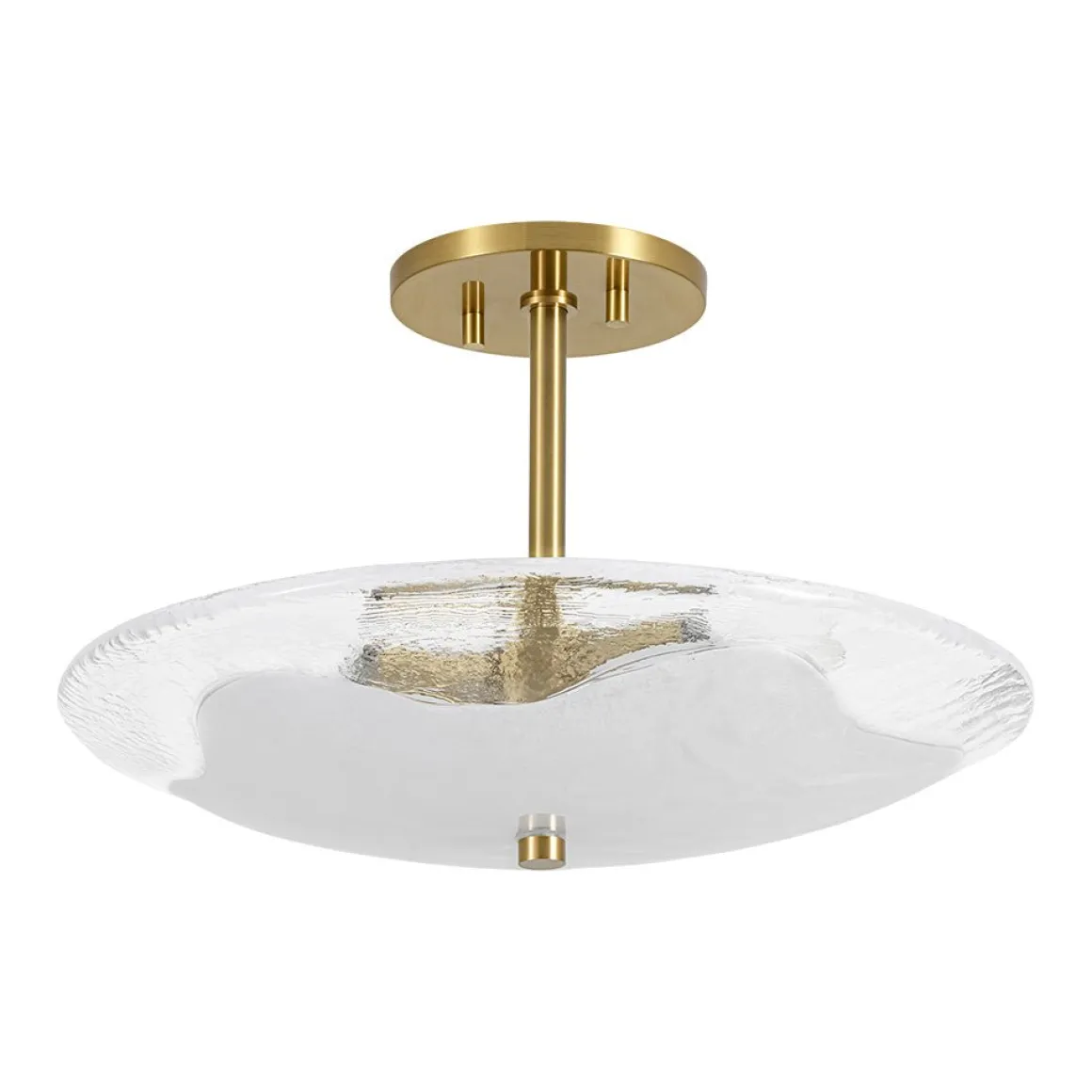 Cloudy Style Textured Glass Shallow Bowl Round Semi Flush Mount