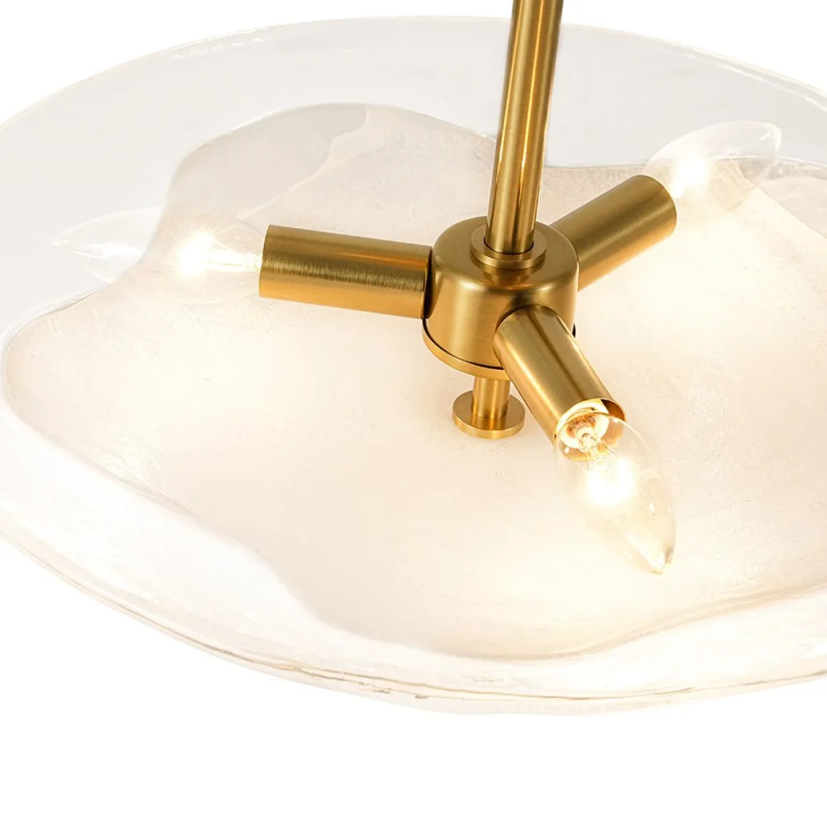 Cloudy Style Textured Glass Shallow Bowl Round Semi Flush Mount