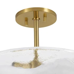Cloudy Style Textured Glass Shallow Bowl Round Semi Flush Mount