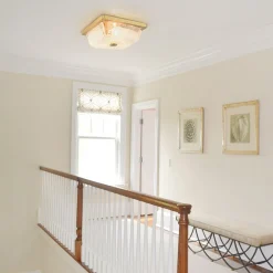 Cloudy White Glazed Glass Square Flush Mount Ceiling Light