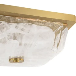 Cloudy White Glazed Glass Square Flush Mount Ceiling Light