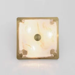 Cloudy White Glazed Glass Square Flush Mount Ceiling Light