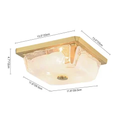 Cloudy White Glazed Glass Square Flush Mount Ceiling Light
