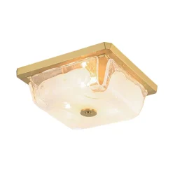 Cloudy White Glazed Glass Square Flush Mount Ceiling Light
