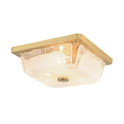 Cloudy White Glazed Glass Square Flush Mount Ceiling Light