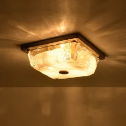 Cloudy White Glazed Glass Square Flush Mount Ceiling Light