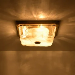 Cloudy White Glazed Glass Square Flush Mount Ceiling Light