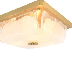 Cloudy White Glazed Glass Square Flush Mount Ceiling Light
