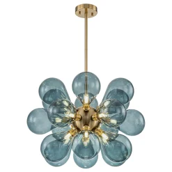 Cluster Blue Glass Bubble Chandelier
