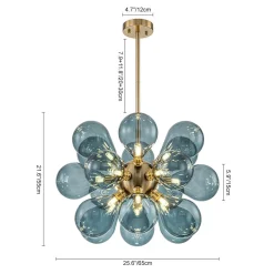 Cluster Blue Glass Bubble Chandelier