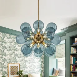 Cluster Blue Glass Bubble Chandelier
