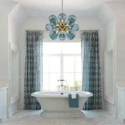Cluster Blue Glass Bubble Chandelier