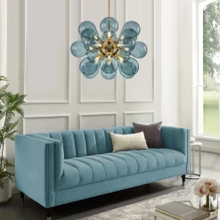 Cluster Blue Glass Bubble Chandelier