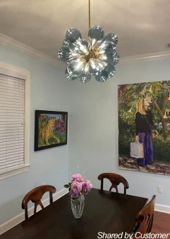 Cluster Blue Glass Bubble Chandelier