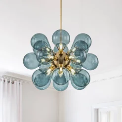 Cluster Blue Glass Bubble Chandelier