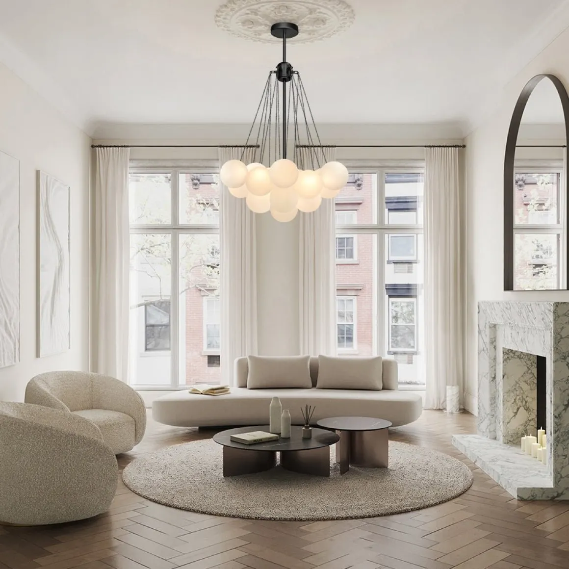 Cluster Frosted Glass Bubble Chandelier