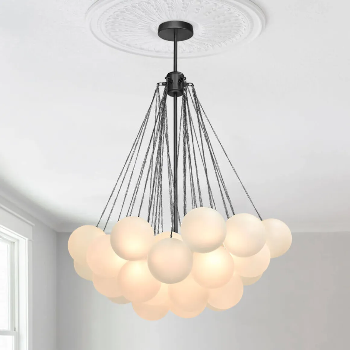 Cluster Frosted Glass Bubble Chandelier