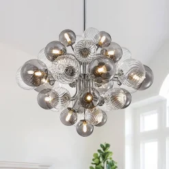 Cluster Glass Globe Bubble Chandelier 23.6"/31.5" Wide Large Chandelier