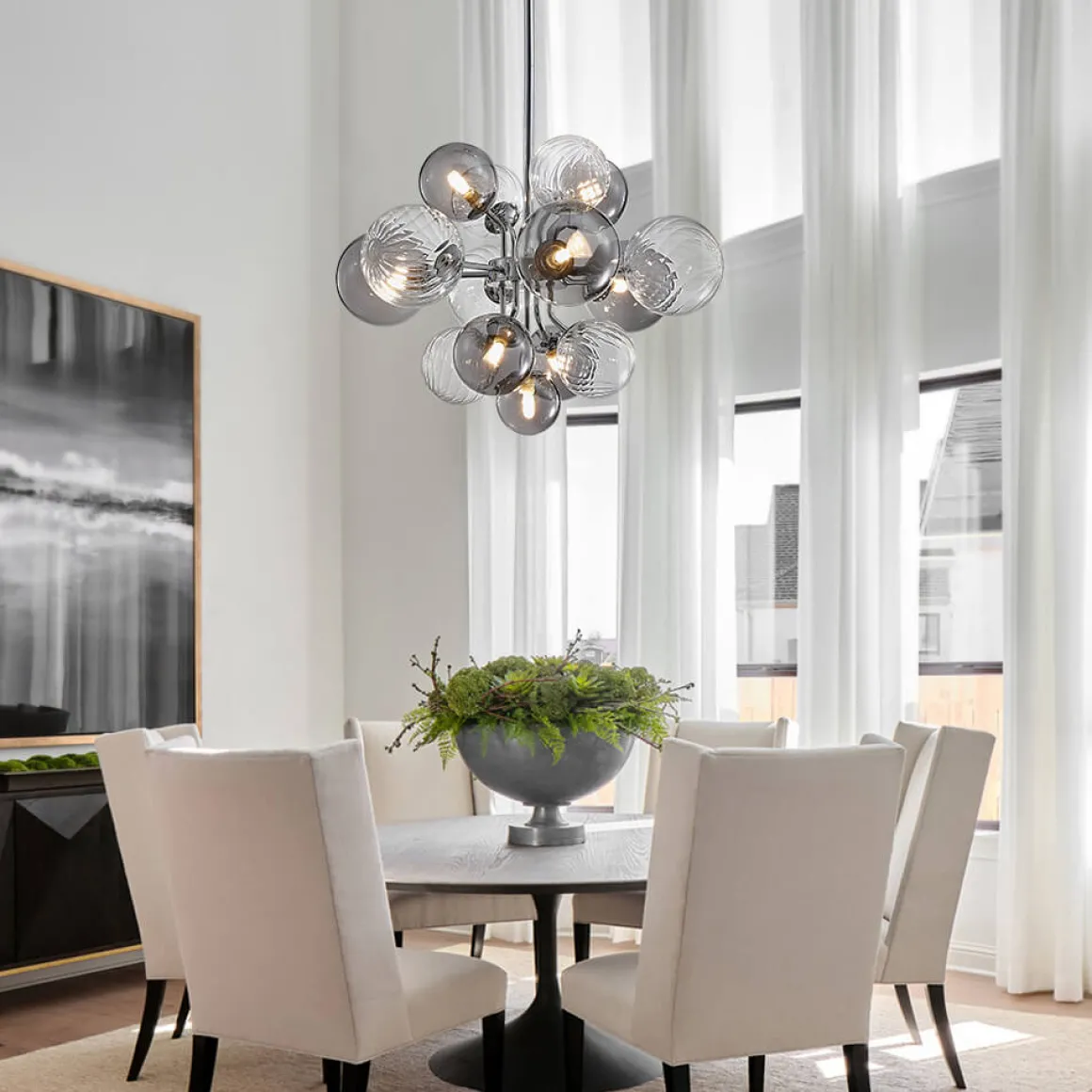 Cluster Glass Globe Bubble Chandelier 23.6"/31.5" Wide Large Chandelier