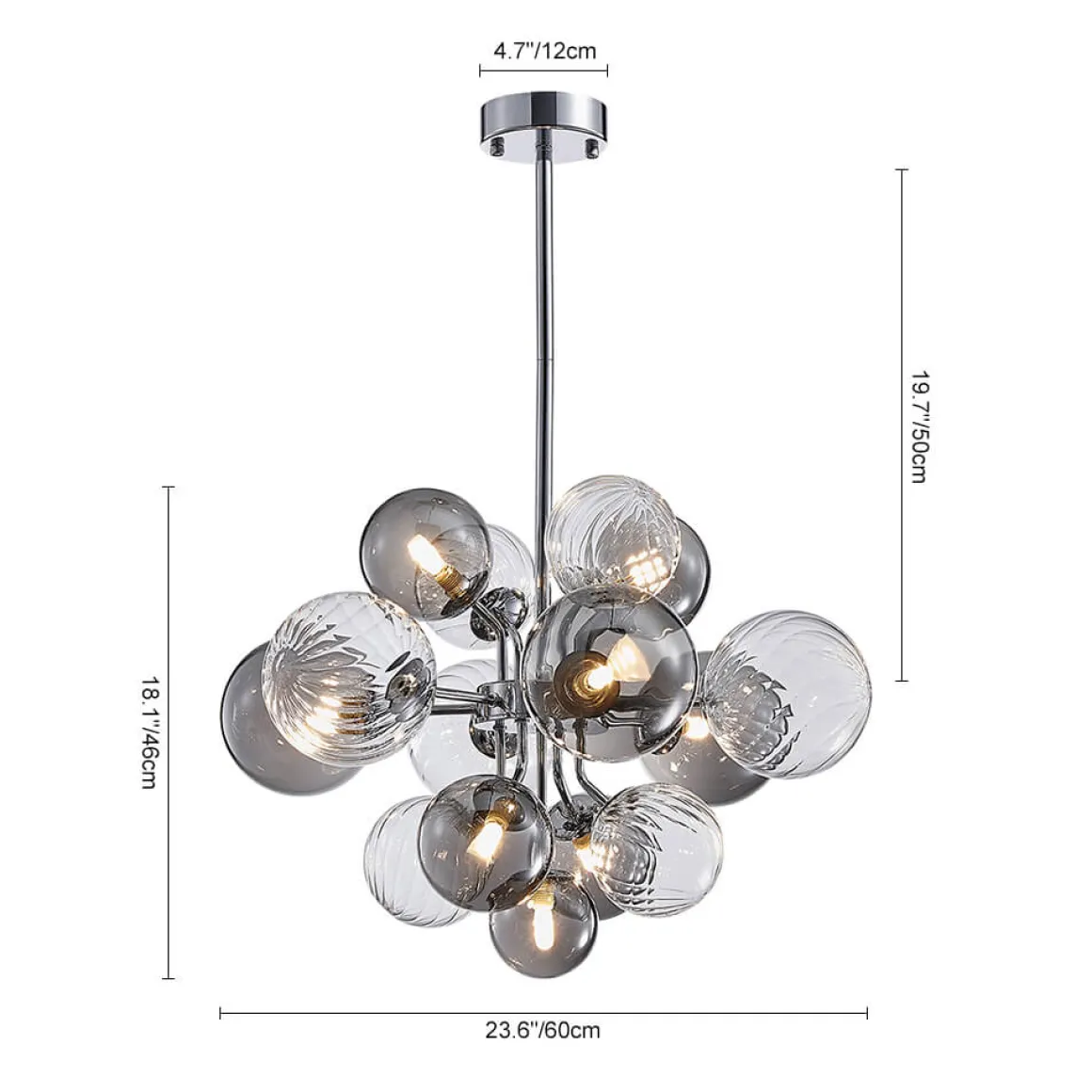 Cluster Glass Globe Bubble Chandelier 23.6"/31.5" Wide Large Chandelier