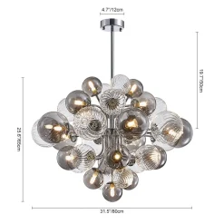 Cluster Glass Globe Bubble Chandelier 23.6