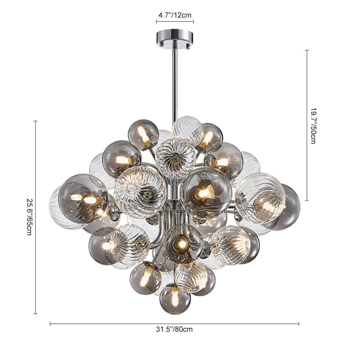 Cluster Glass Globe Bubble Chandelier 23.6"/31.5" Wide Large Chandelier