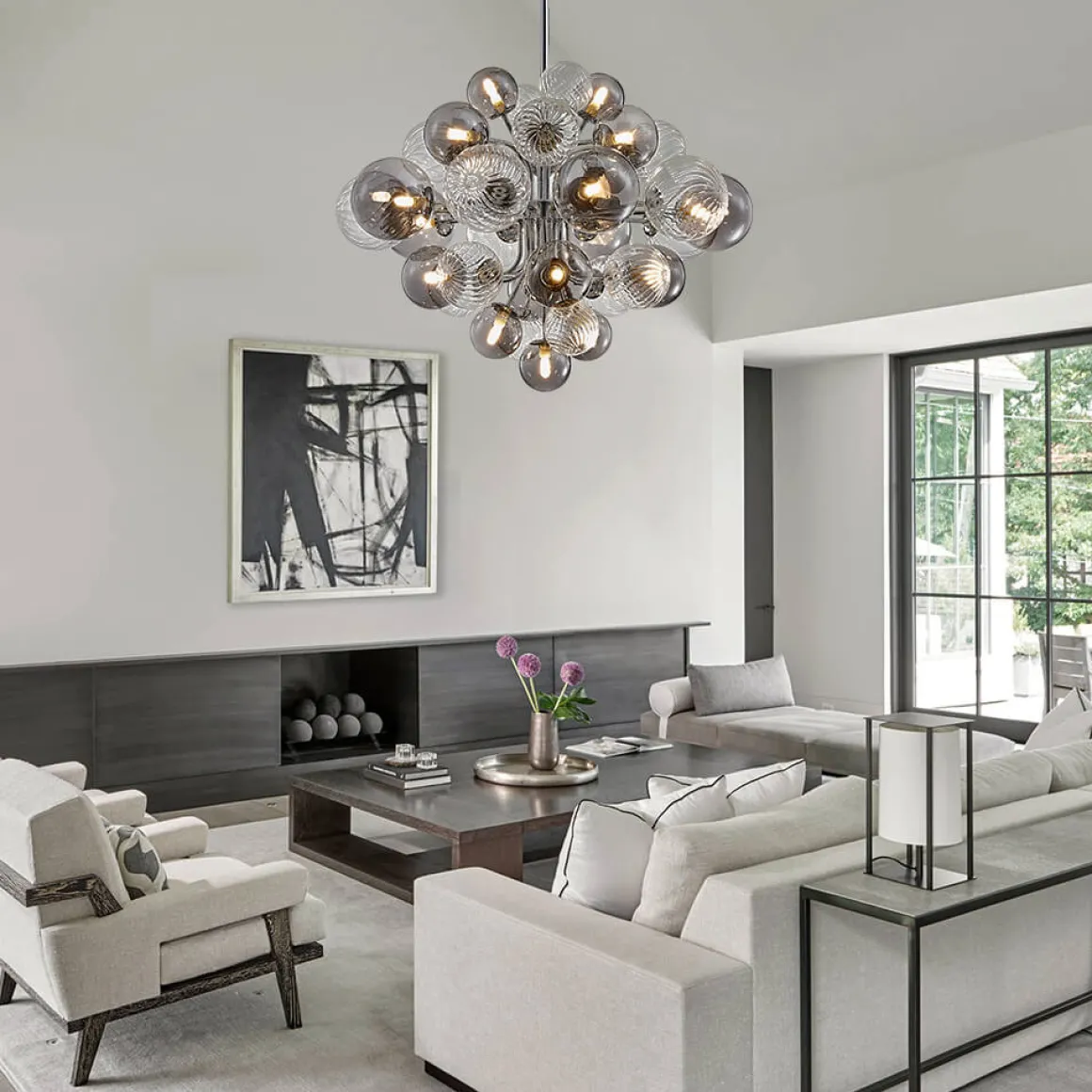 Cluster Glass Globe Bubble Chandelier 23.6"/31.5" Wide Large Chandelier