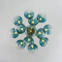 Cluster Gradual Blue Glass Bubble Tiered Chandelier