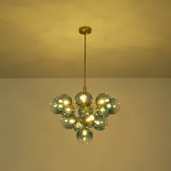 Cluster Gradual Blue Glass Bubble Tiered Chandelier