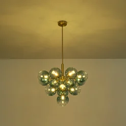 Cluster Gradual Blue Glass Bubble Tiered Chandelier