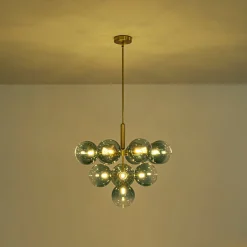 Cluster Gradual Blue Glass Bubble Tiered Chandelier