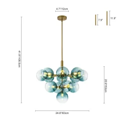 Cluster Gradual Blue Glass Bubble Tiered Chandelier