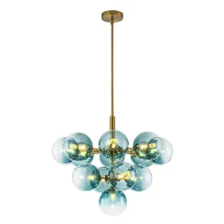 Cluster Gradual Blue Glass Bubble Tiered Chandelier