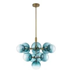 Cluster Gradual Blue Glass Bubble Tiered Chandelier