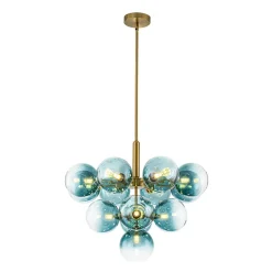 Cluster Gradual Blue Glass Bubble Tiered Chandelier