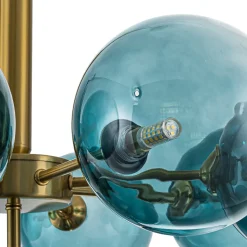 Cluster Gradual Blue Glass Bubble Tiered Chandelier