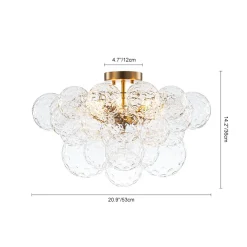 Cluster Hammered Textured Glass Bubble Semi Flush Chandelier
