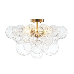 Cluster Hammered Textured Glass Bubble Semi Flush Chandelier