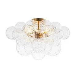 Cluster Hammered Textured Glass Bubble Semi Flush Chandelier