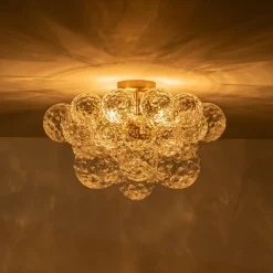 Cluster Hammered Textured Glass Bubble Semi Flush Chandelier