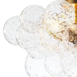 Cluster Hammered Textured Glass Bubble Semi Flush Chandelier