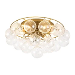 Cluster Ribbed Glass Bubble Round Tiered Semi Flush Chandelier