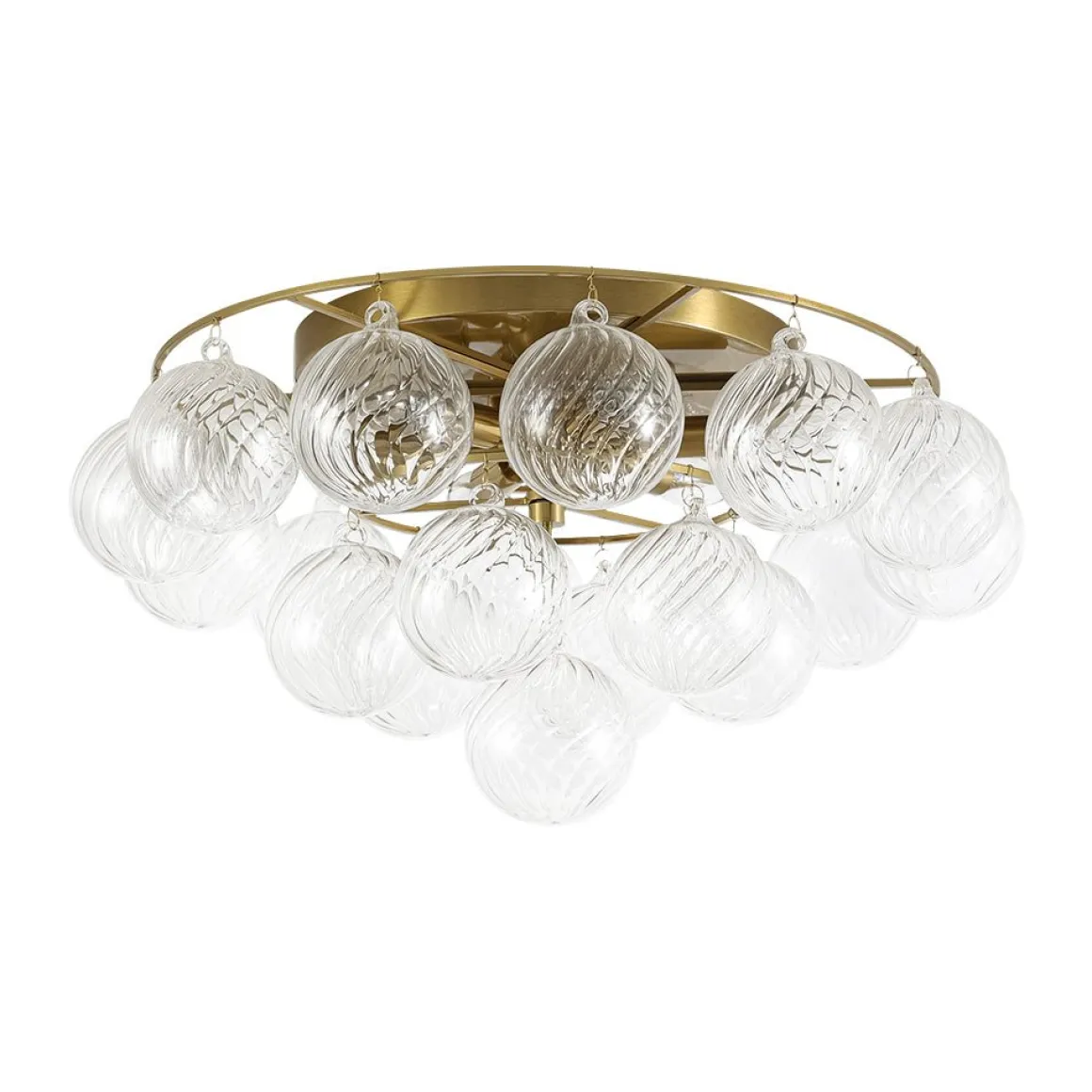 Cluster Ribbed Glass Bubble Round Tiered Semi Flush Chandelier