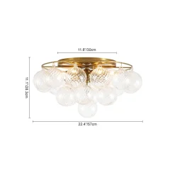 Cluster Ribbed Glass Bubble Round Tiered Semi Flush Chandelier