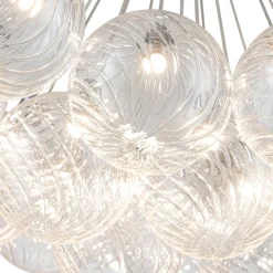 Cluster Ribbed Glass Dimmable LED Bubble Chandelier