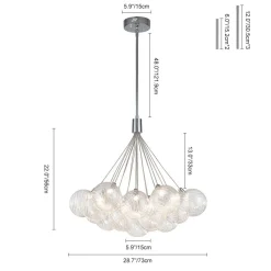 Cluster Ribbed Glass Dimmable LED Bubble Chandelier