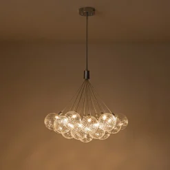 Cluster Ribbed Glass Dimmable LED Bubble Chandelier