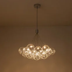 Cluster Ribbed Glass Dimmable LED Bubble Chandelier