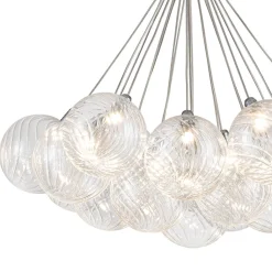 Cluster Ribbed Glass Dimmable LED Bubble Chandelier