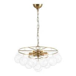 Cluster Ribbed Glass Globe Bubble Round Tiered Chandelier